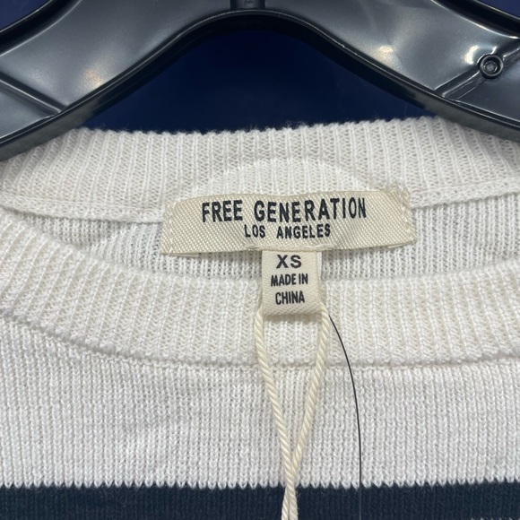 Women's Knit Sweater Bell Sleeve Black and White Striped Top Tiered XS, S, M - Picture 4 of 9